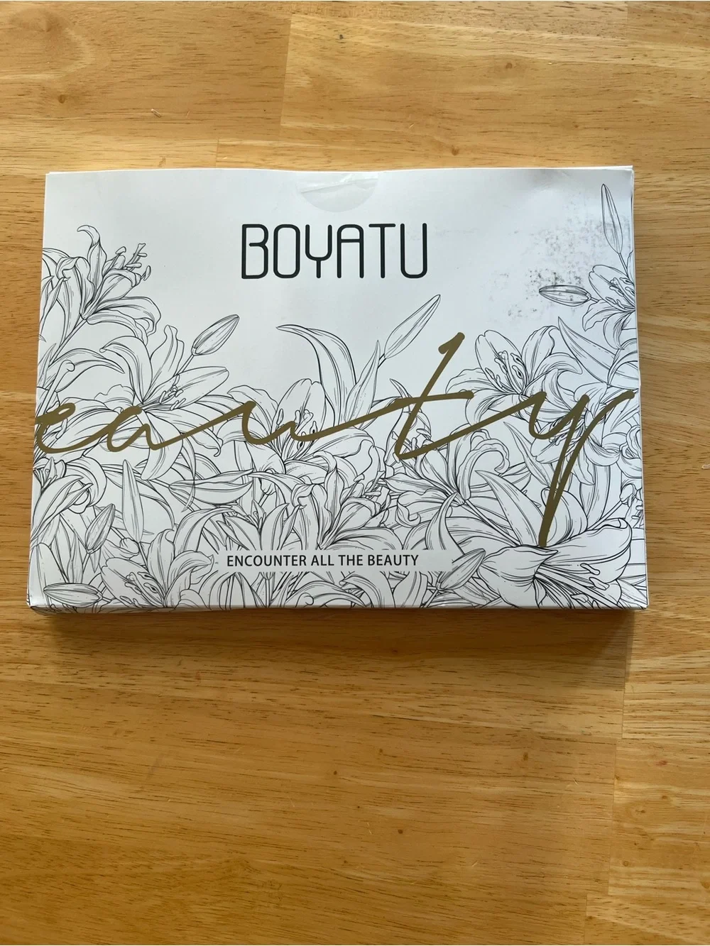 Boyatu Smiley Print Corduroy Cosmetic Pouch - Light Beige & Black